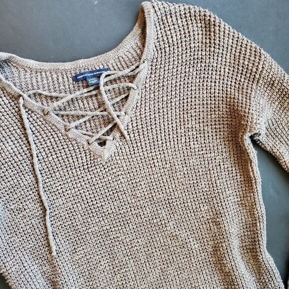 American Eagle Brown Open Knit Sweater - Picture 3 of 10